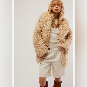Free People Tan Faux Fur Coat